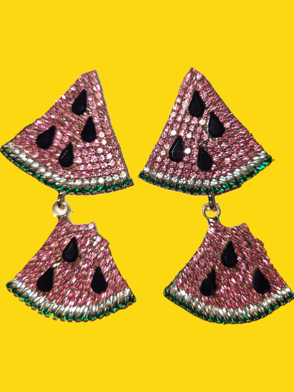 Pink Watermelon Crystal Dangle Earrings - Fashion Jewelry